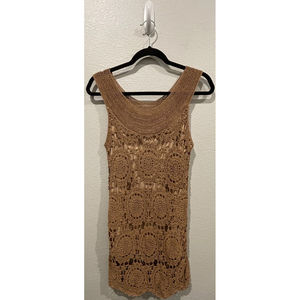 SOFT SURROUNDINGS Tan Sleeveless Crochet Boho Tunic